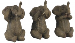 Set Of 3 Elephants - Hear Speak, & See No Evil  - 11.5cm