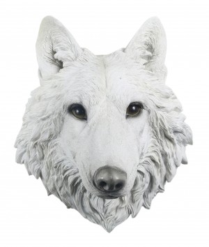 White Wolf Head Wall Hanging - 34.5cm