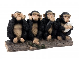 Four Sitting Chimps - 30cm