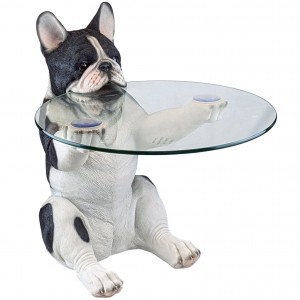 Dog Holding Glass Top Table 55cm