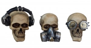 Set of 3 No Evil Skulls - 10cm