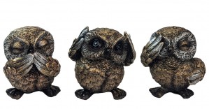 Set of 3 No Evil Owls - 8cm