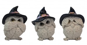 Set of 3 No Evil Owls Sets - 9cm