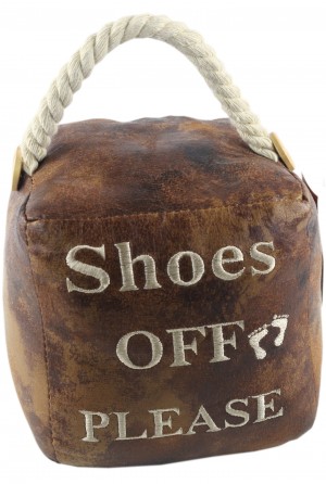 16cm Faux Leather Shoes Off Please Doorstop (Case Price for Case Qty Only)