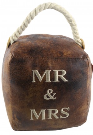 16cm Faux Leather Mr and Mrs Doorstop (Case Price for Case Qty Only)