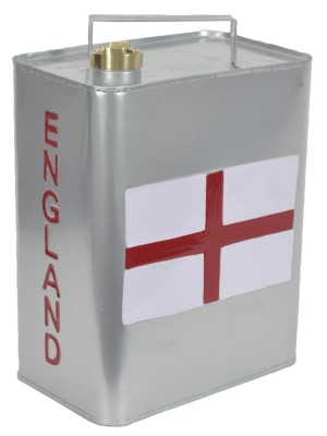 St George Flag England Silver Petrol Can 33cm