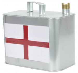 St George Flag England Silver Petrol Can Small 26cm