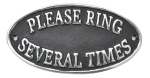 Please Ring Several Times Sign Polished Aluminium 17cm