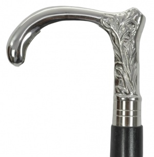Nickel Finish Engraved Flower Swagger Cane/Walking Stick  95cm