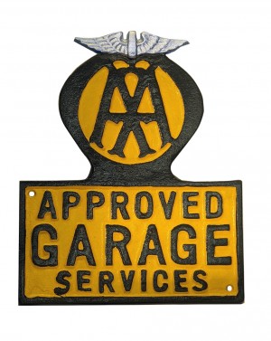 AA  Approved Garage Wall Cast Iron Sign / Plaque 29cm