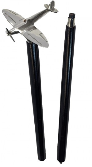 Spitfire Model Walking Stick - Nickel Plated Aluminium - Mango Wood - 91.5cm