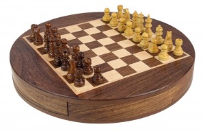 Round Magnetic Chess Foamed Tray Inside - Sheesham Wood - 23cm