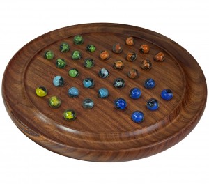 Solitaire With Multicolour Marbles - Sheesham Wood - 30cm