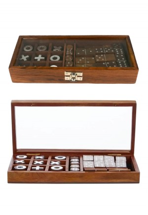 Multi Game Set- Domino, Dice and Tic Tac Toe - 20cm