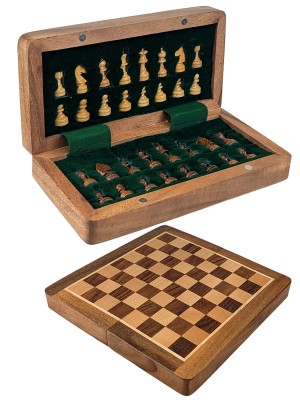 Magnetic Chess Folding - 17.5cm Sheesham Wood