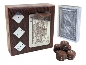 King Card and Dice Box - 11.5cm - Sheesham Wood 
