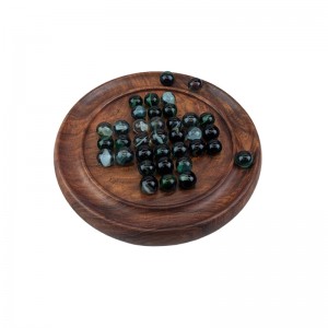 Solitaire With Glass Balls - Sheesham Wood - 15cm