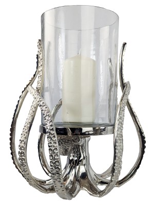 33cm Octopus With Glass Hurricane Candle Holder N/P