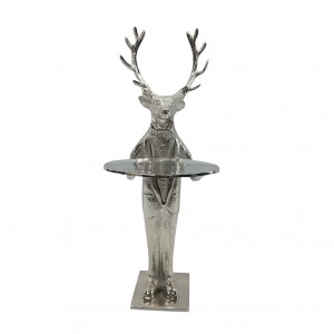 Deer With Plate - 50cm Antique Nickel Finish