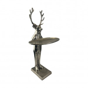 Stag With Plate - 50cm Nickel Plated Aluminium