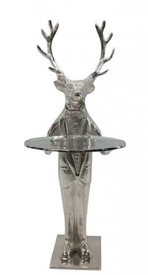 Deer With Plate - 100cm Antique Nickel Finish