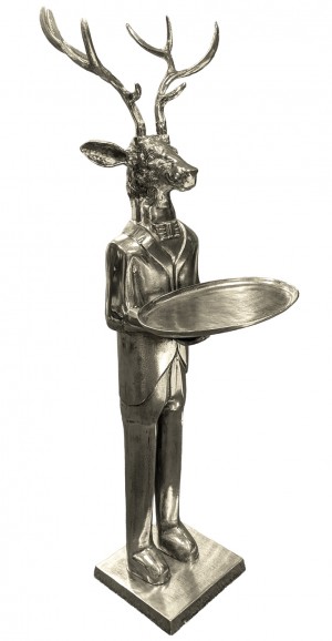 Stag With Plate - 150cm Nickel Plated Aluminium