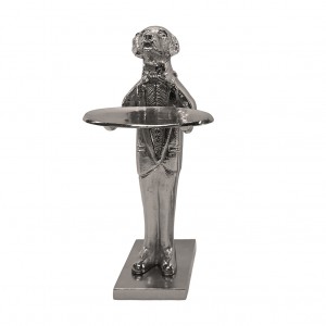 Dog With Plate - 50cm Antique Nickel Finish
