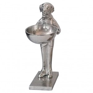 Dog With Bowl - 46cm Antique Nickel Finish