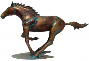 102cm Aged Copper/Verdigris Finish 3D Giant Horse Statue On Heavy Metal Base