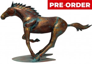 102cm Aged Copper/Verdigris Finish 3D Giant Horse Statue On Heavy Metal Base
