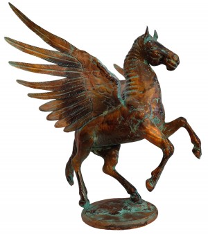 85cm Aged Copper/Verdigris Finish 3D Pegasus Statue On Heavy Metal Base