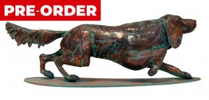 52.5cm Aged Copper/Verdigris Finish 3D Dog Statue On Heavy Metal Base