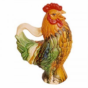 Majolica Cockerel Jug 30cm