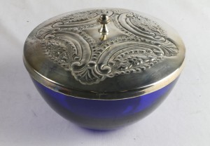Bristol Blue Bowl with Silver Plated Top