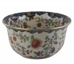 Chinese Floral / Gold Rimmed Bowl 24cm
