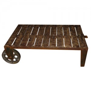 Acacia Wheel Design Coffee Table 120cm