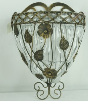 34cm Glass / Metal Wall Vase