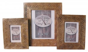 Mango Wood Celtic Design Set/3 Photograph Frames 31.5cm