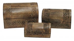 Mango Wood Celtic Design Set Of 3 Boxes 23cm