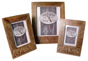 Mango Wood Elephant Design Set/3 Photo Frames 36.8cm