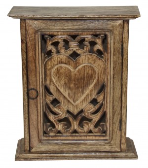 Mango Wood Heart Key Box 30.5cm