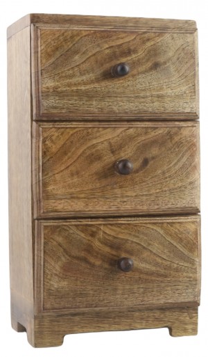 Mango Wood 3 Drawer Plain Chest - 28.5cm