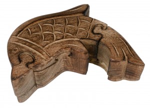 Mango Wood Dolphin Puzzle Box 15cm