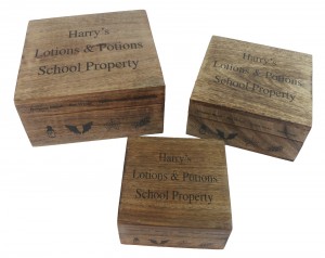 Set/3 Mango Wood Harry Boxes 20.5cm