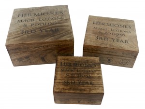 Set/3 Mango Wood Hermione Boxes 20.5cm
