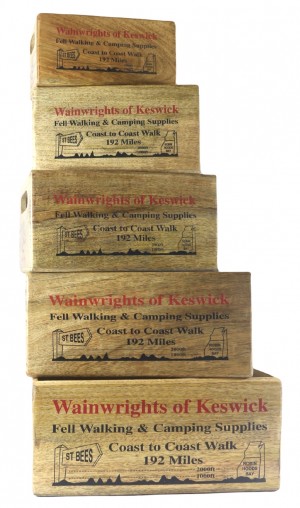 Set of 5 Mango Wood Wainwrights of Keswick Crates 34cm
