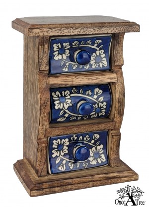 Ceramic 3 Drawer Almirah Vertical Dark Blue Colour 18cm