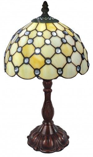 Cream Jewelled Tiffany Table Lamp (Small) 33cm
