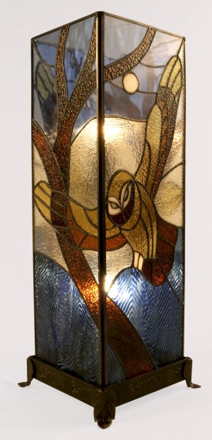 Owl Flying Square Tiffany Lamp (Large) 46.5cm