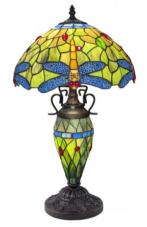 Double Lamp With Resin Base 56cm Medium - Dragonfly Design